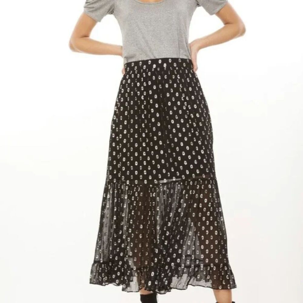 Generation Love Selena Skirt Midi Silk Metallic Elastic Waist Pull On Witchy XS
